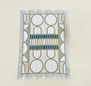 Geometric African contemporary 100% Linen Tea Towel , designed and made in Cape Town South Africa.