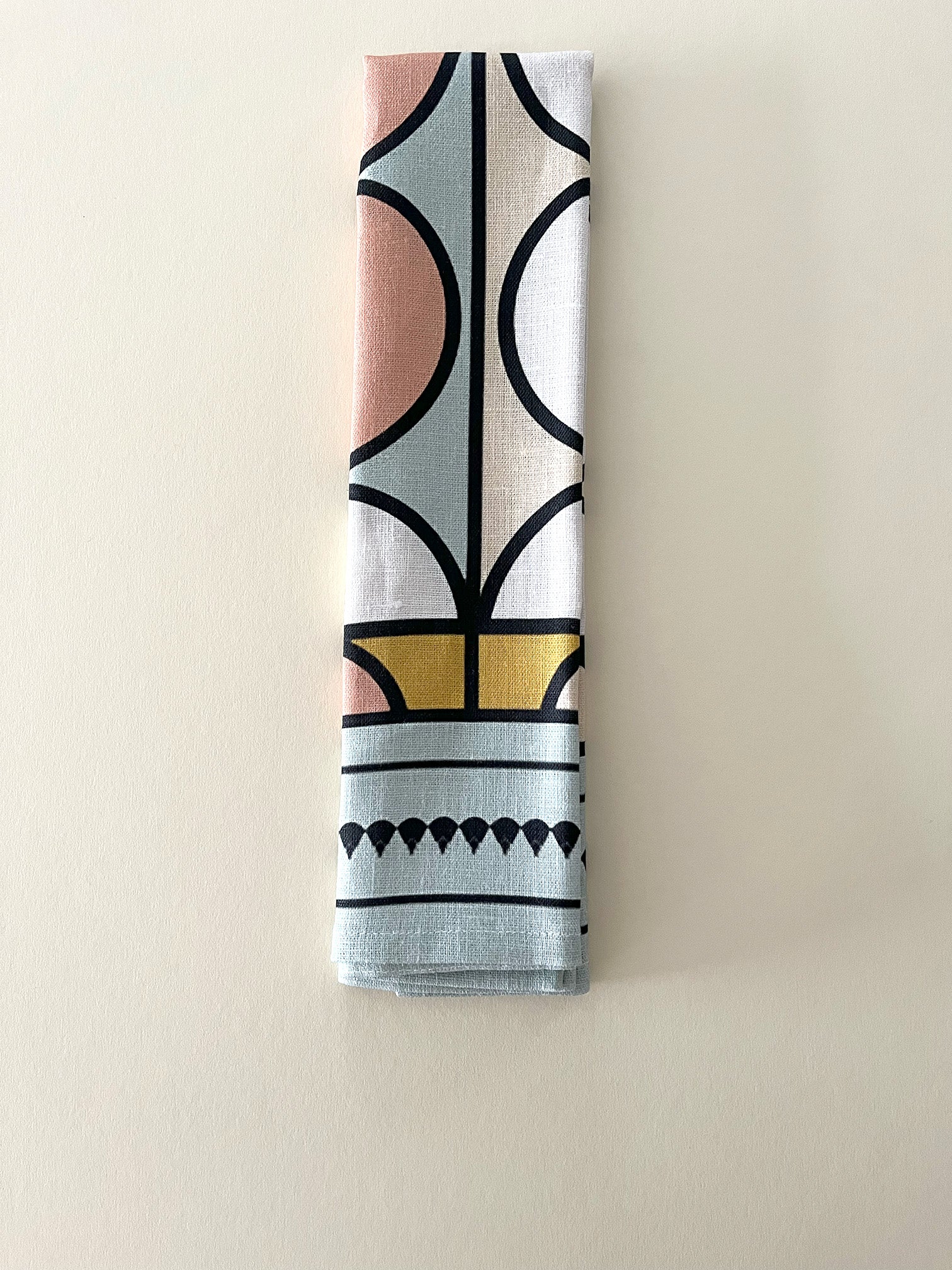 100% Linen African Contemporary tea towel featuring bright and bold design locally made in Cape Town South Africa. 