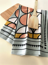 100% Linen African Contemporary tea towel featuring bright and bold design locally made in Cape Town South Africa. 