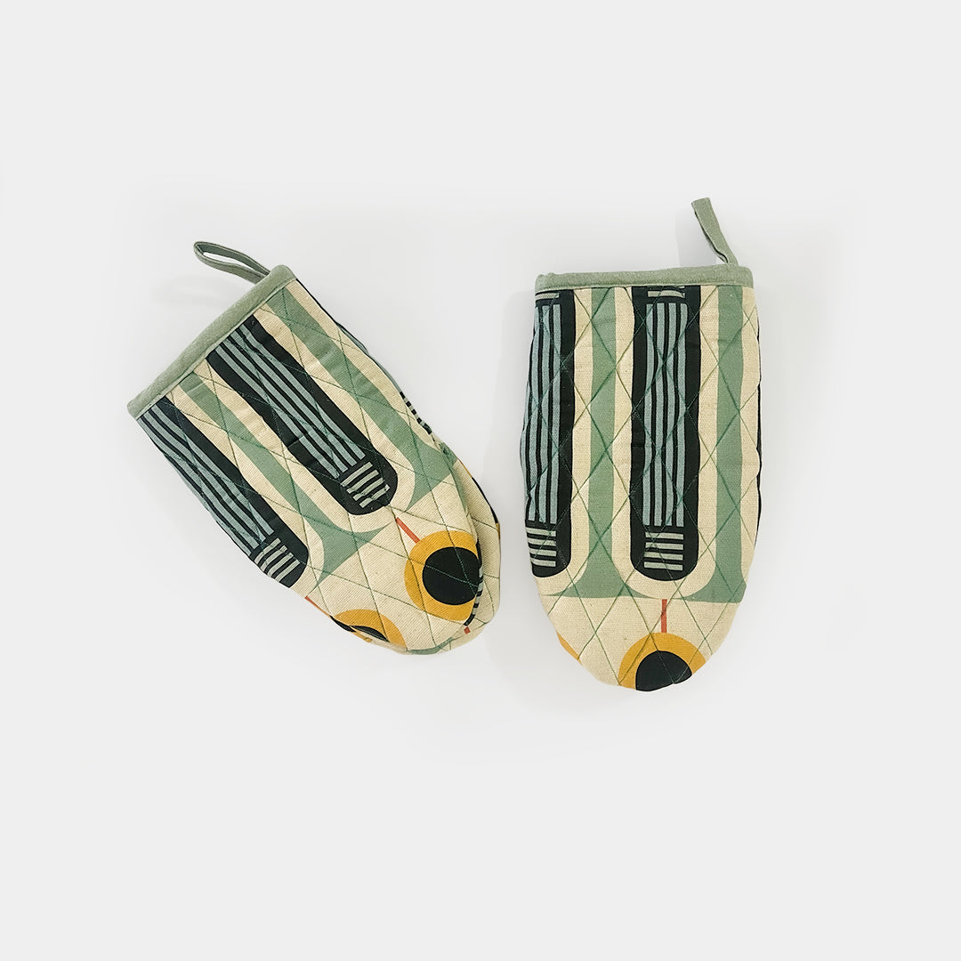 HAPPINESS - Green Oven Mitts